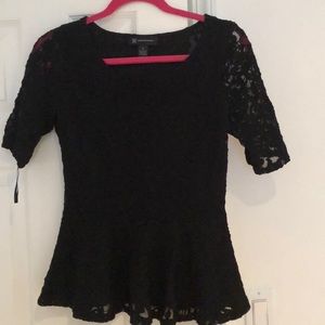 Inc. Black Lace Top